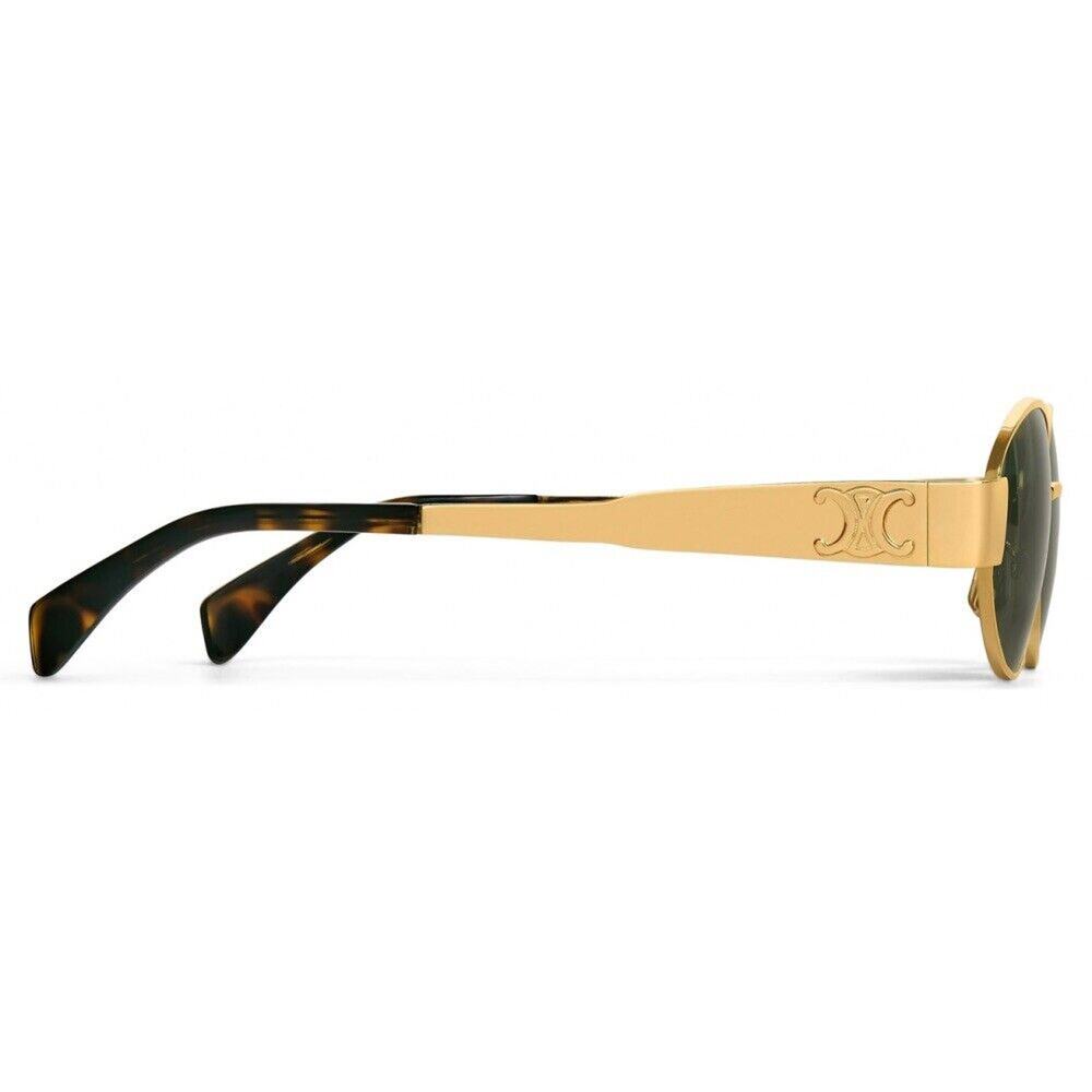 Celine CL40235U 30N Triomphe Metal Oval Sunglasses Gold Green Lens AUTHENTIC - Picture 5 of 7